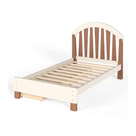 Beige Twin Platform Bed with Storage | OROA Kids