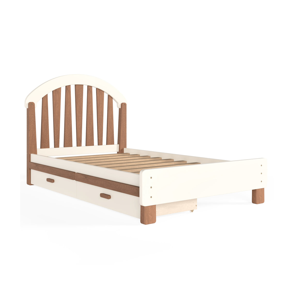 Beige Twin Platform Bed with Storage | OROA Kids