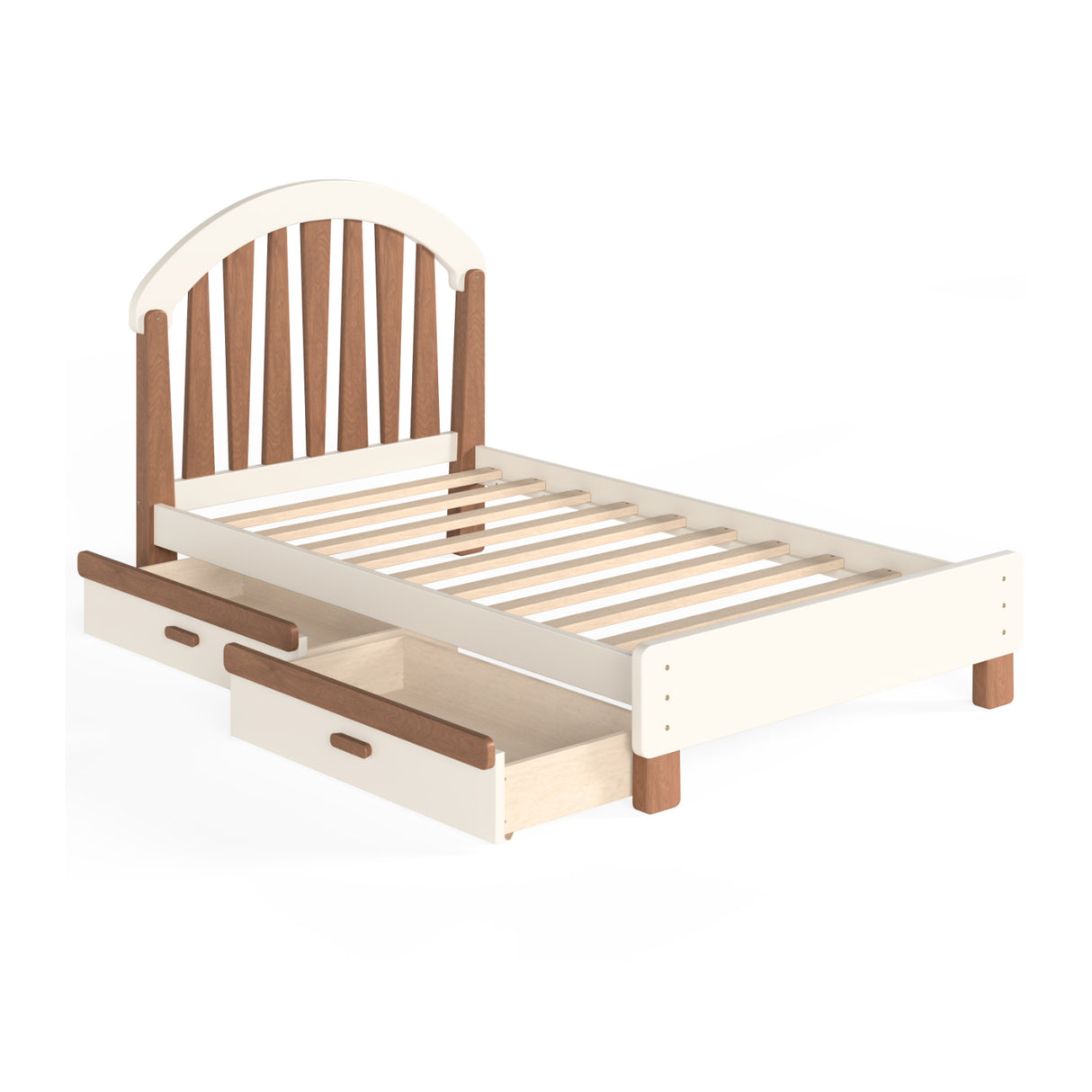Beige Twin Platform Bed with Storage | OROA Kids