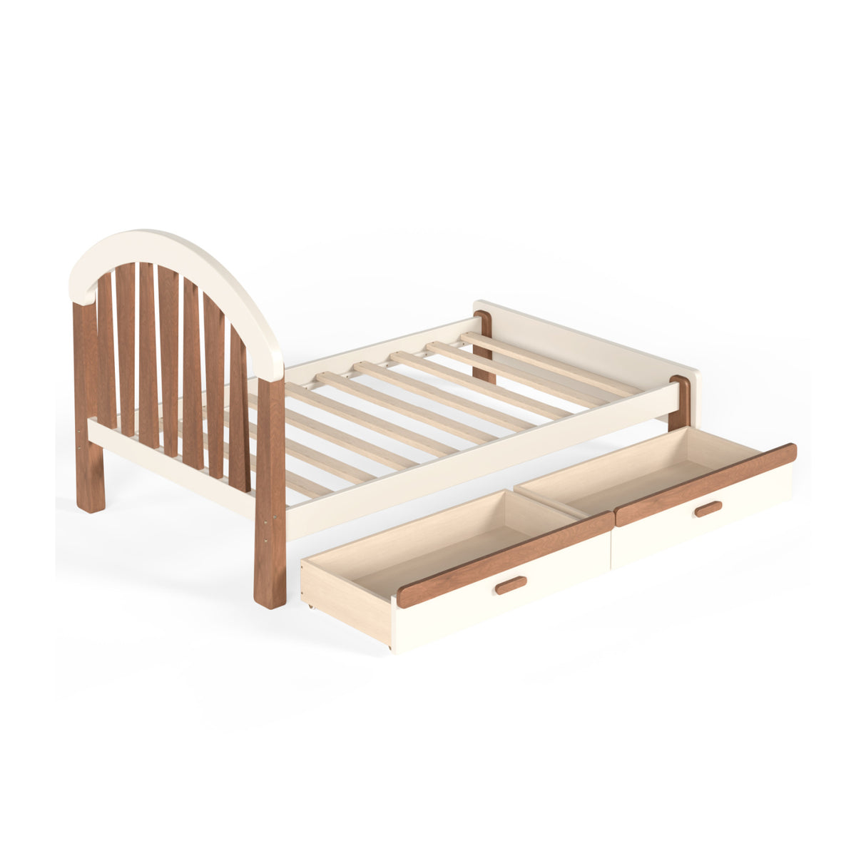 Beige Twin Platform Bed with Storage | OROA Kids