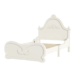Modern European furniture - Beige Twin Vintage Carved Solid Wood Platform Bed - www.oroa.com