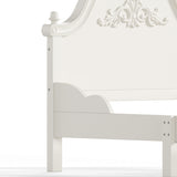 Beige Twin Vintage Carved Solid Wood Platform Bed | OROA Kids