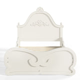 Beige Twin Vintage Carved Solid Wood Platform Bed | OROA Kids