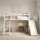 Twin Loft Bed with Storage Shelves and Wardrobe | OROA Kids