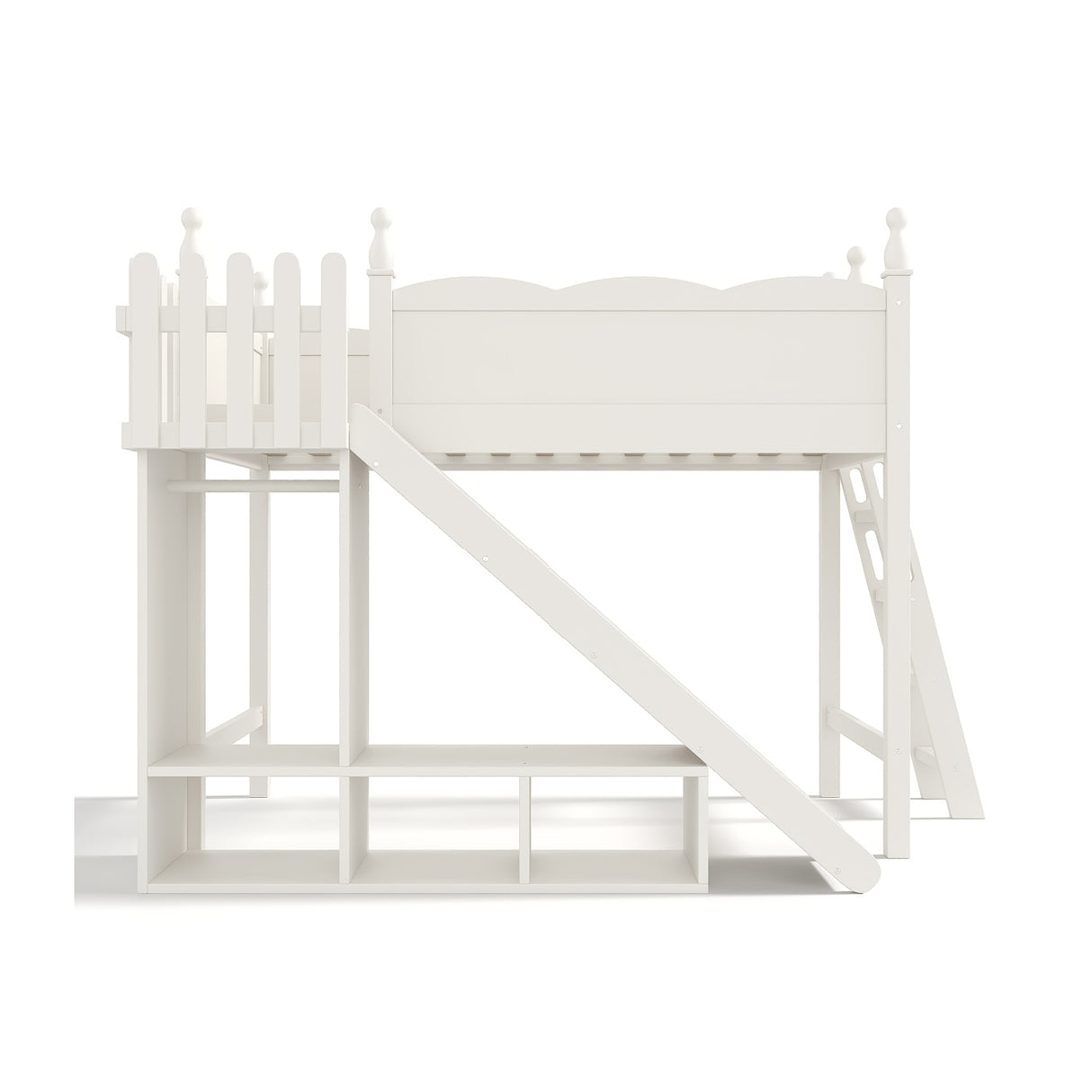 Twin Loft Bed with Storage Shelves and Wardrobe | OROA Kids