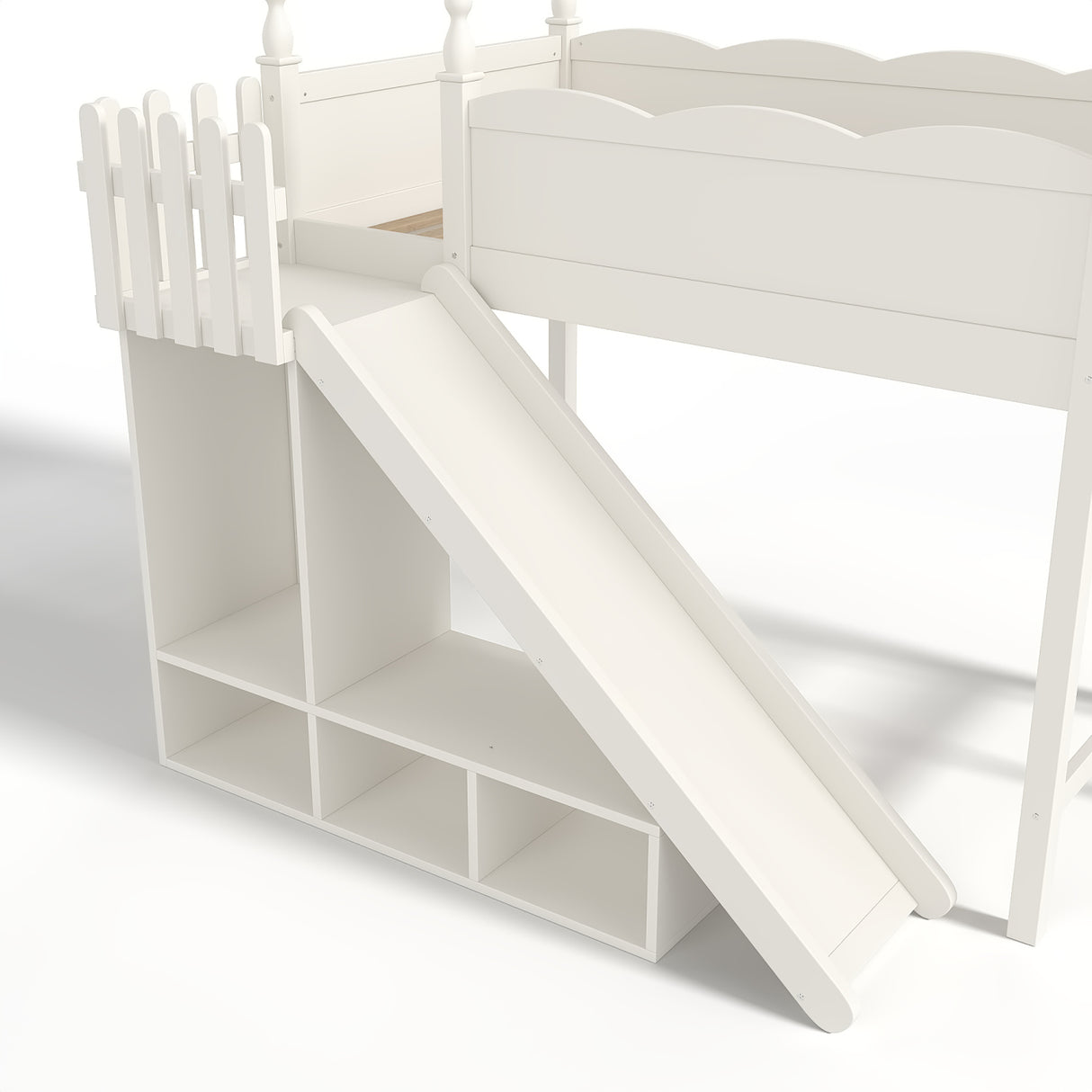 Twin Loft Bed with Storage Shelves and Wardrobe | OROA Kids