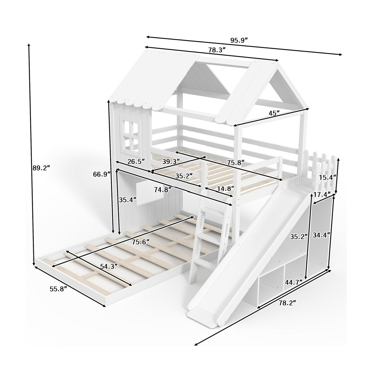 Twin Full House Bunk Bed | OROA Kids
