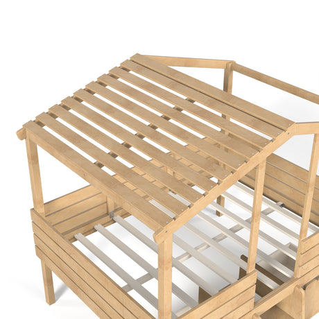 Full House Low Loft Bed with Stairs and Drawers | OROA Kids