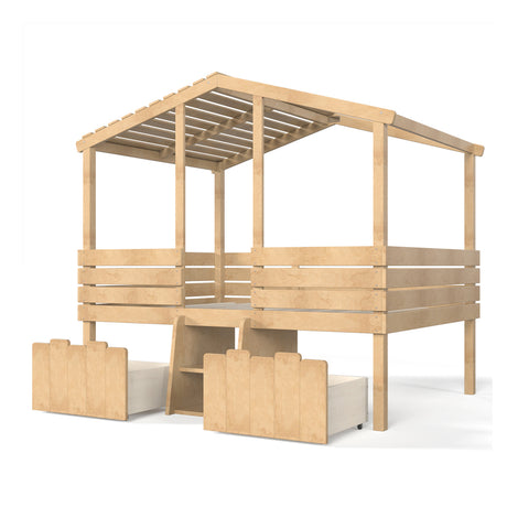 Full House Low Loft Bed with Stairs and Drawers | OROA Kids