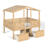 Full House Low Loft Bed with Stairs and Drawers | OROA Kids