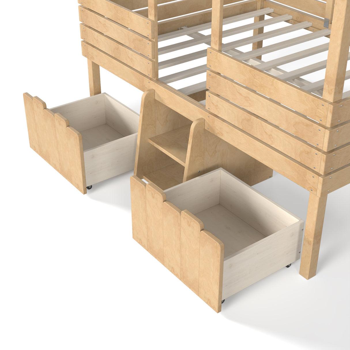 Full House Low Loft Bed with Stairs and Drawers | OROA Kids