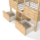 Full House Low Loft Bed with Stairs and Drawers | OROA Kids