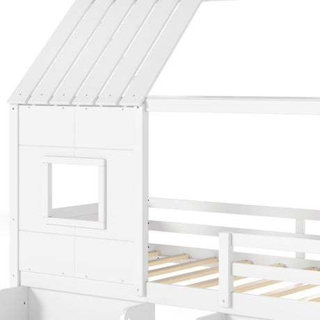 Twin Size Loft Bed with Playhouse - OROA Kids - view 10