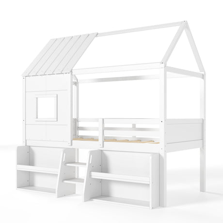 Twin Size Loft Bed with Playhouse - OROA Kids - view 3