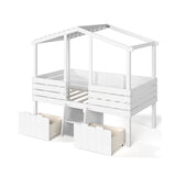 Twin House Loft Bed with Cute Stairs | OROA Kids