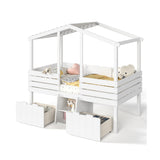 Twin House Loft Bed with Cute Stairs | OROA Kids