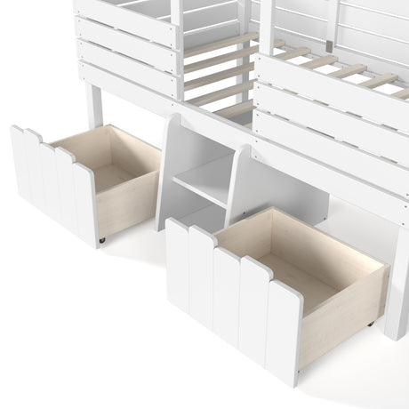 Twin House Loft Bed with Cute Stairs | OROA Kids