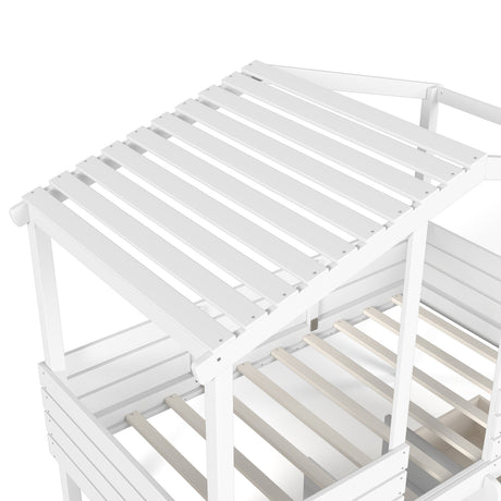 Twin House Loft Bed with Cute Stairs | OROA Kids