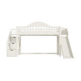 Beige Twin Loft Bed with Storage Stairs | OROA Kids