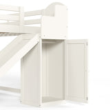 Beige Twin Loft Bed with Storage Stairs | OROA Kids