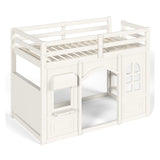 Twin Kids Playhouse Loft Bed with Storage Shelves | OROA Kids