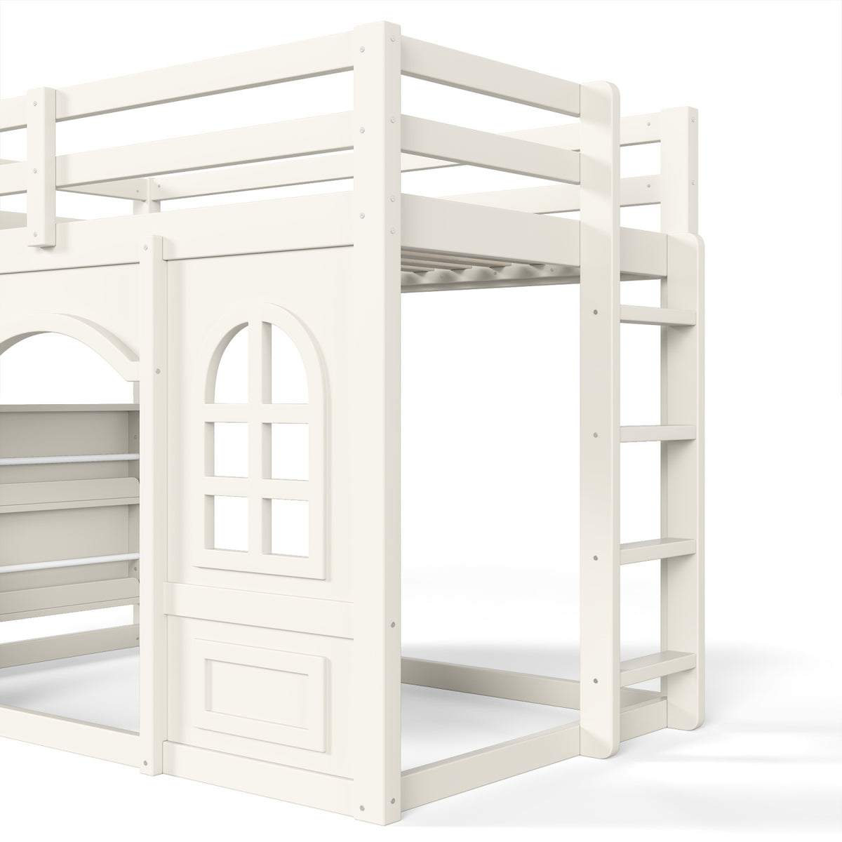 Twin Kids Playhouse Loft Bed with Storage Shelves | OROA Kids