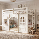 Twin Kids Playhouse Loft Bed with Storage Shelves | OROA Kids