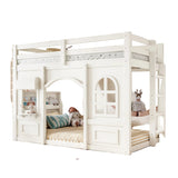 Twin Kids Playhouse Loft Bed with Storage Shelves | OROA Kids