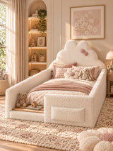 White Twin Size Upholstered Floor Bed | OROA Kids