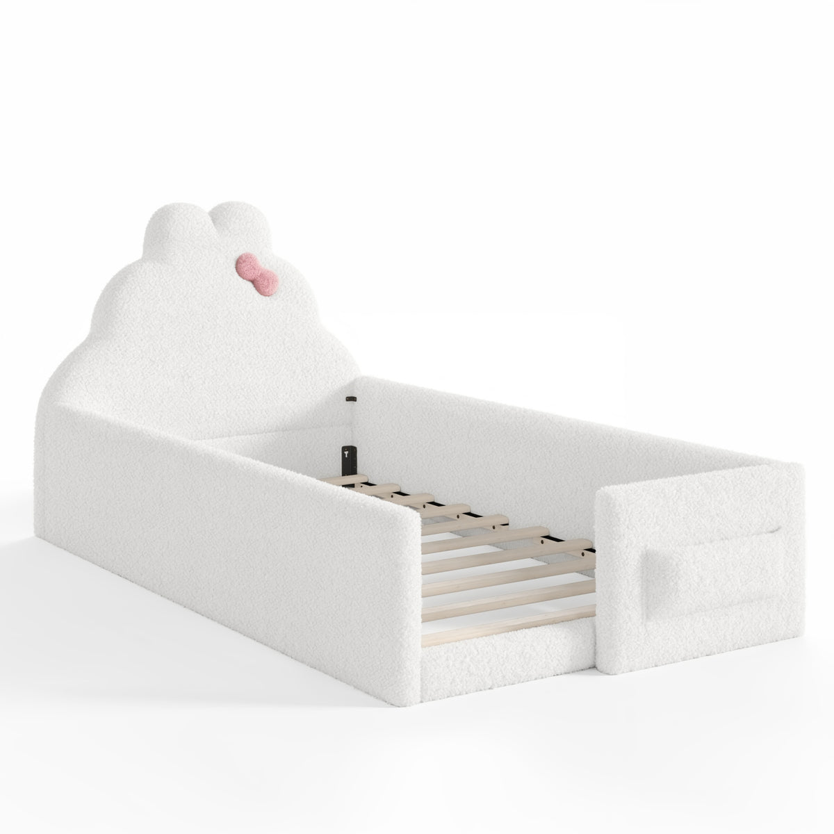 White Twin Size Upholstered Floor Bed | OROA Kids