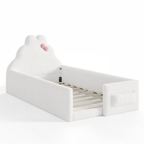 Modern European furniture - White Twin Size Upholstered Floor Bed - www.oroa.com