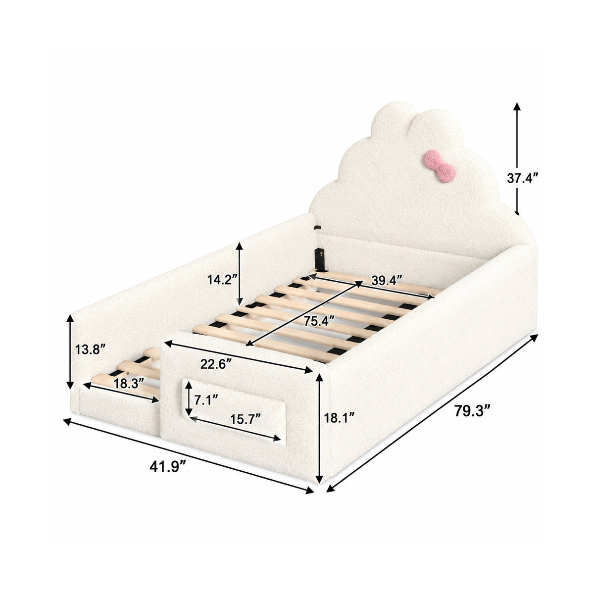 White Twin Size Upholstered Floor Bed | OROA Kids