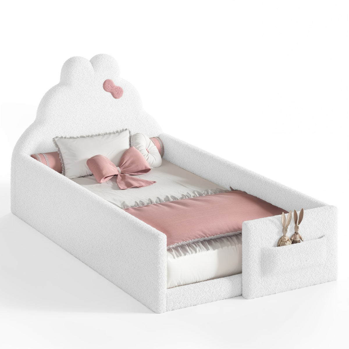 White Twin Size Upholstered Floor Bed | OROA Kids
