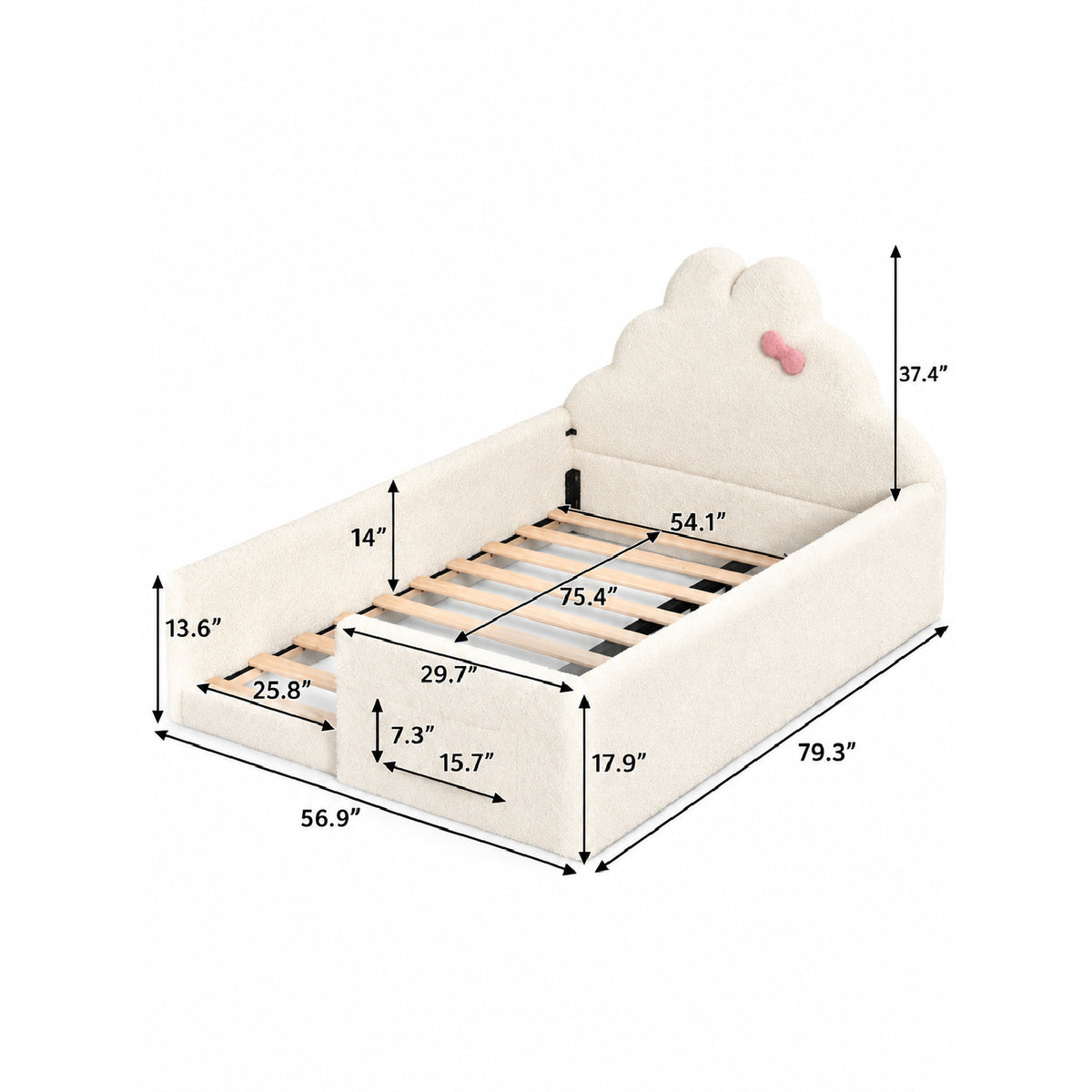 Beige Upholstered Floor Bed | OROA Kids