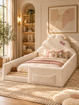 Beige Upholstered Floor Bed | OROA Kids