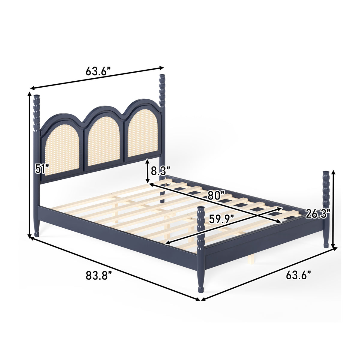 Four Poster Stylish Wooden Frame Queen Bed | OROA
