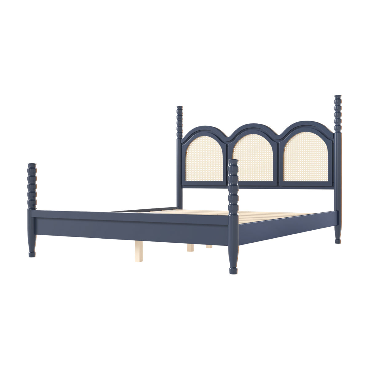 Four Poster Stylish Wooden Frame Queen Bed | OROA