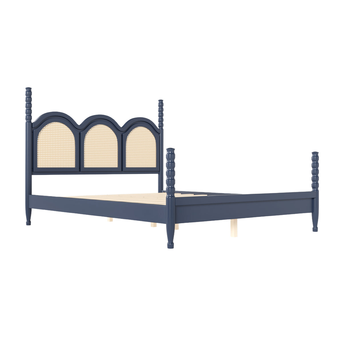 Four Poster Stylish Wooden Frame Queen Bed | OROA