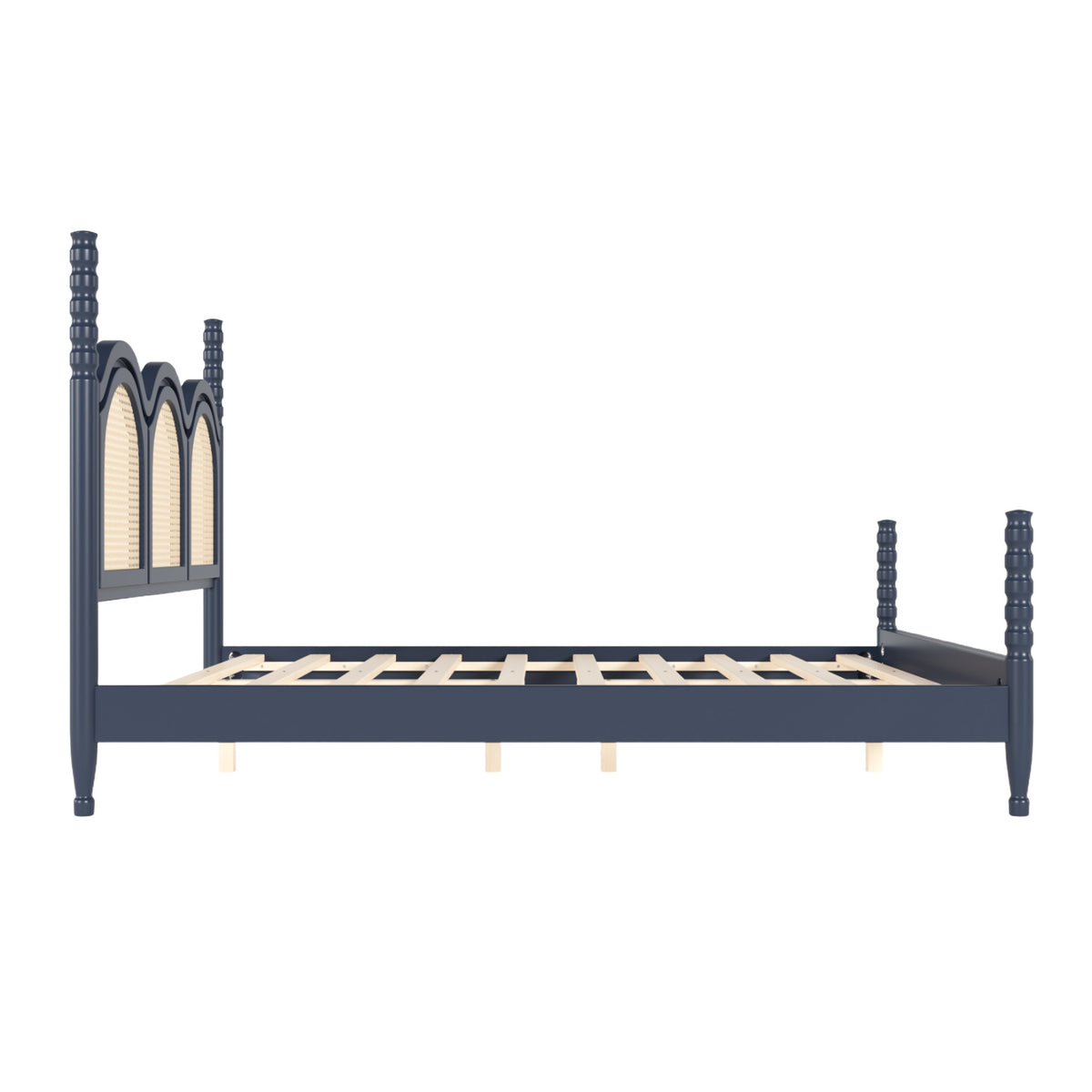 Four Poster Stylish Wooden Frame Queen Bed | OROA