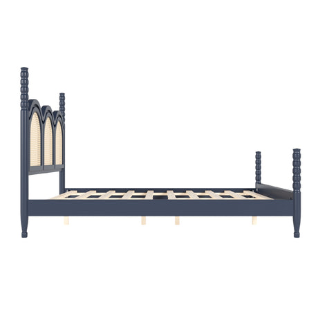 Four Poster Stylish Wooden Frame Queen Bed | OROA