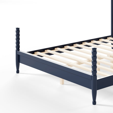 Four Poster Stylish Wooden Frame Queen Bed | OROA
