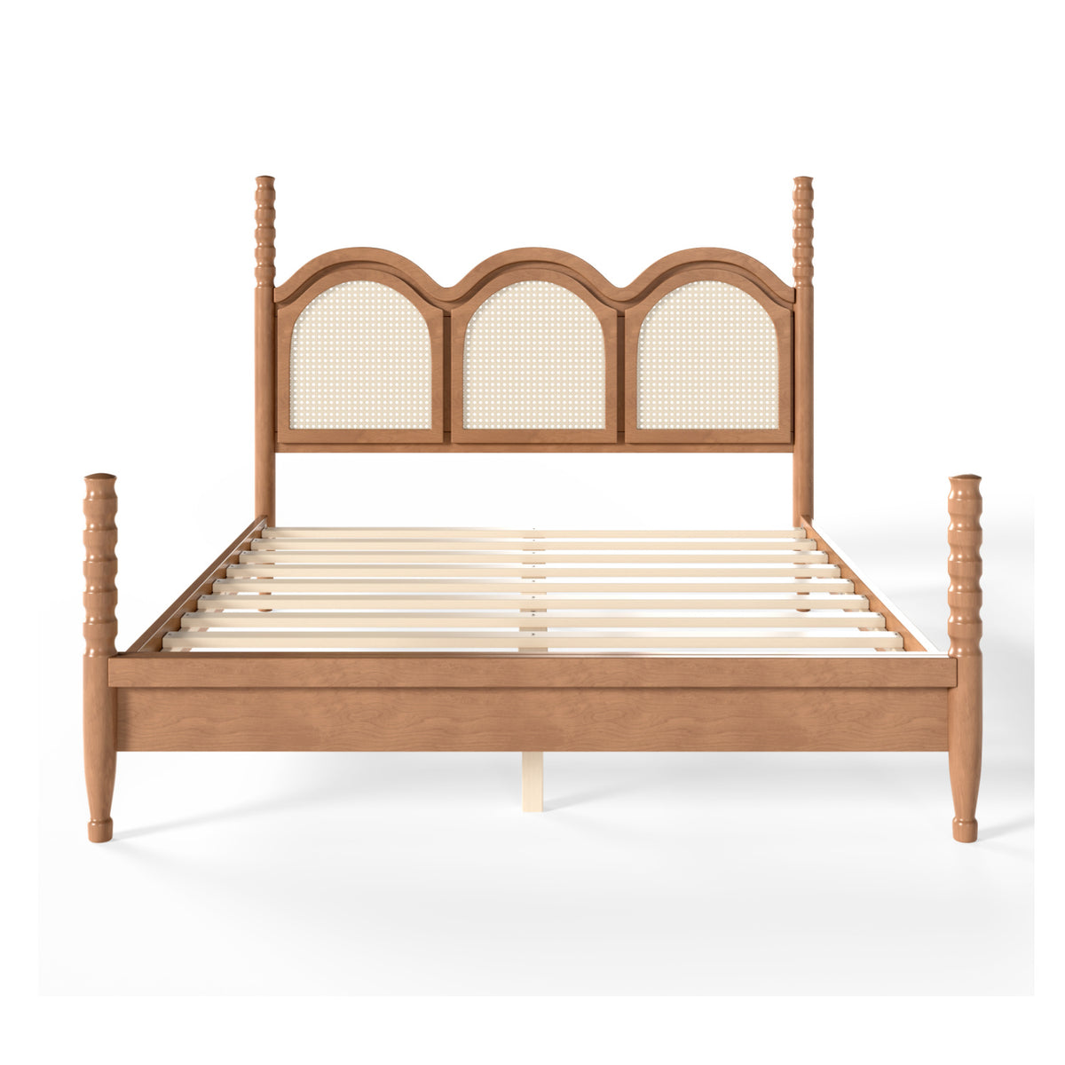 Queen Platform Bed with Arched Woven Headboard | OROA