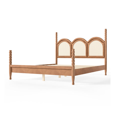 Queen Platform Bed with Arched Woven Headboard | OROA