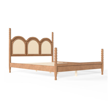 Queen Platform Bed with Arched Woven Headboard | OROA