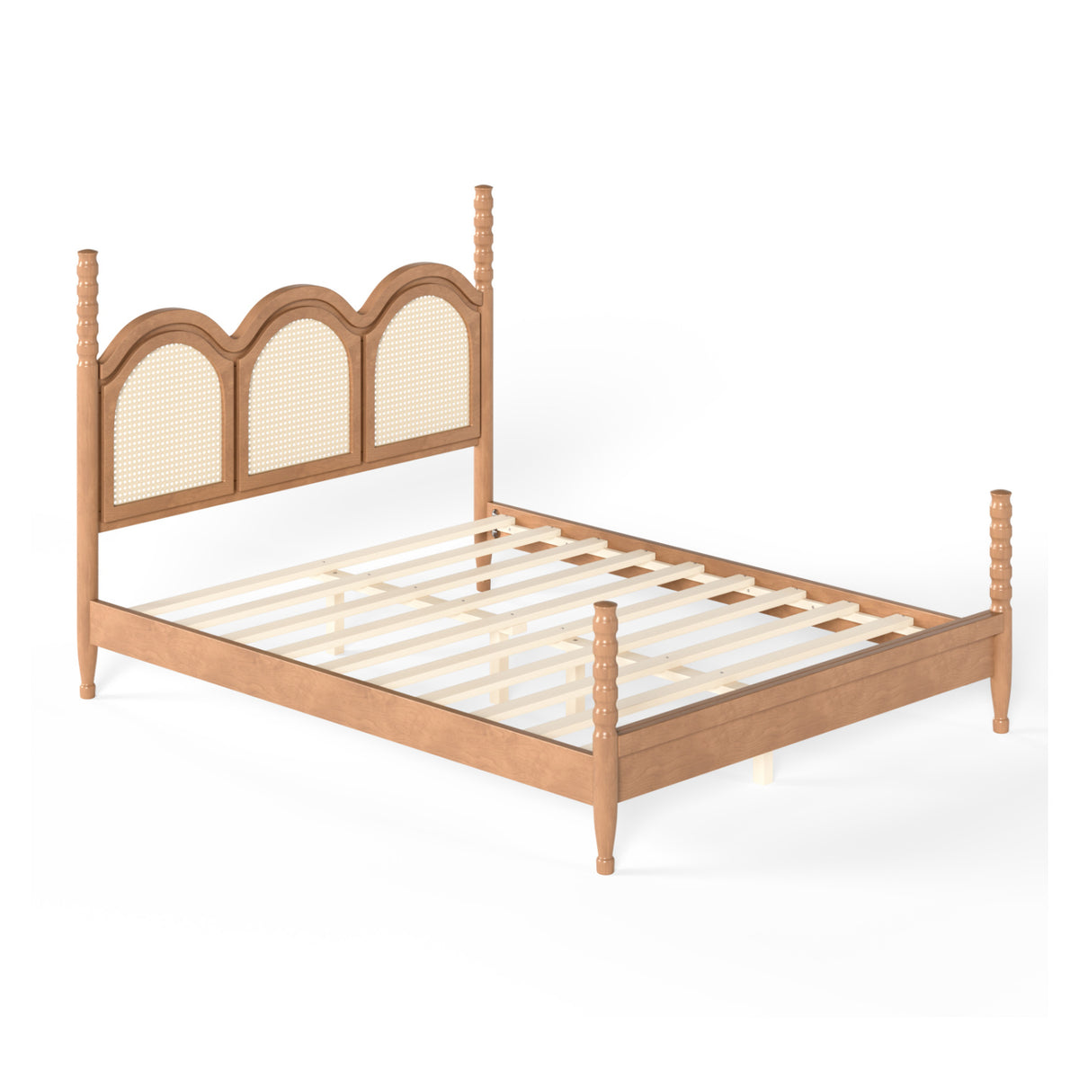 Queen Platform Bed with Arched Woven Headboard | OROA