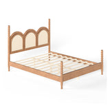 Queen Platform Bed with Arched Woven Headboard | OROA