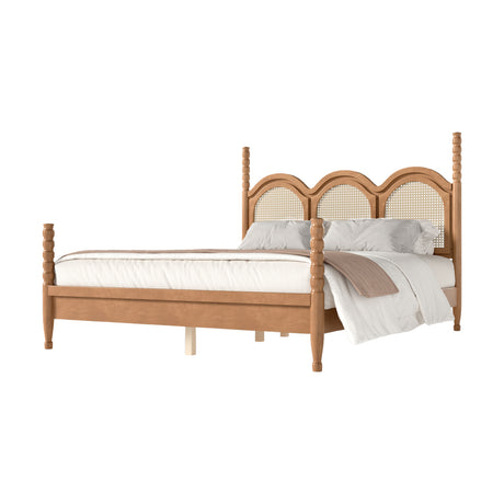 Queen Platform Bed with Arched Woven Headboard | OROA