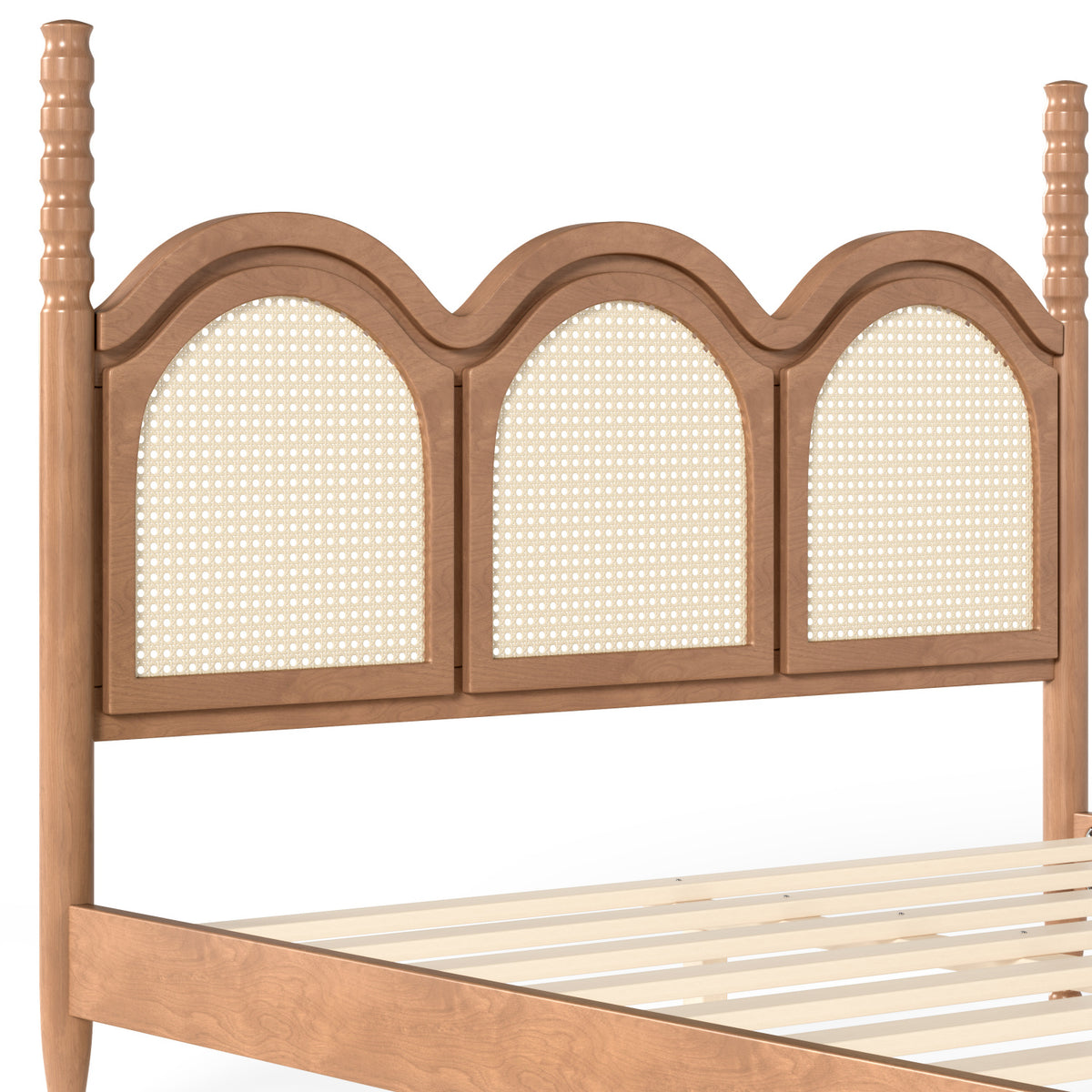 Queen Platform Bed with Arched Woven Headboard | OROA