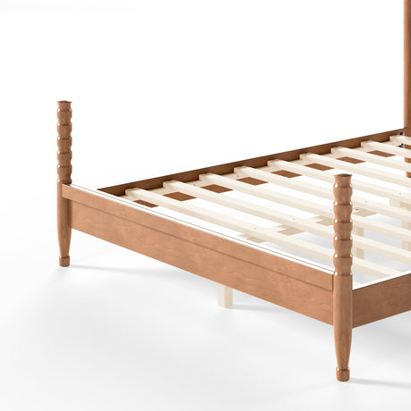 Queen Platform Bed with Arched Woven Headboard | OROA