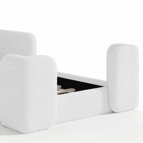 Twin House-Shaped Upholstered Kids Floor Bed - OROA Kids - view 9